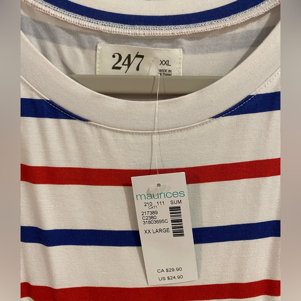 🛍️SALE…Maurices 24/7 Red, White, and Blue Striped Dress